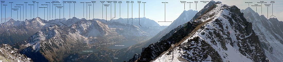 Panorama z Krzyżnego w kierunku Doliny Pięciu Stawów Polskich