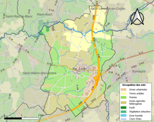 Carte en couleurs présentant l'occupation des sols.