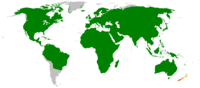 Distribution map of the Corvidae.   Ko'payadigan hududi   Qayta ko'paytirilgan   Qirilib ketgan (post-1500)   Qirilib ketgan (pre-1500)