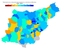 Crecimiento de la población por municipio entre 1998 y 2008