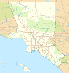 Mapa konturowa metropolii Los Angeles, w centrum znajduje się punkt z opisem „NoHo Arts District”