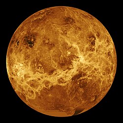 Global view of the surface of Venus centered at 180 degrees east longitude