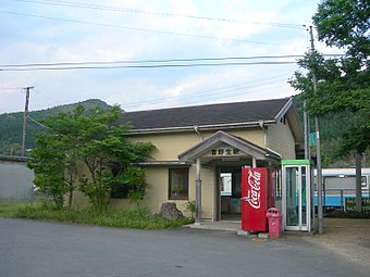 View of the entrance to the station building.