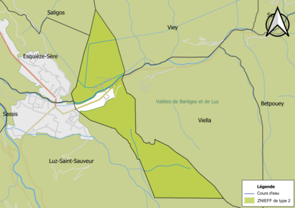 Carte de la ZNIEFF de type 2 sur la commune.