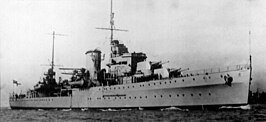 De Britse lichte kruiser HMS Ajax