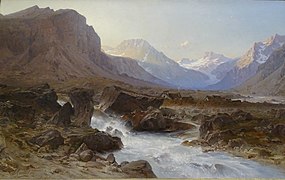 La Bérarde en Oisans, peinture de Laurent Guétal, 1882.