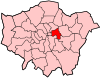 Location of the London Borough of Tower Hamlets in Greater London