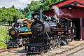 Two locomotives of the Whiskey River Railway, an attraction at Little Amerricka in Marshall, Wisconsin, are being readied for a day of service on the railway on July 25, 2015.