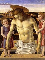 Giovanni Bellini, Christ mort soutenu par deux anges, v. 1460, 74 × 50 cm, Venise, musée Correr.