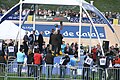 Boonen op het podium van de 107e Parijs-Roubaix