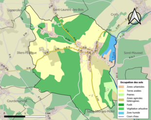 Carte en couleurs présentant l'occupation des sols.