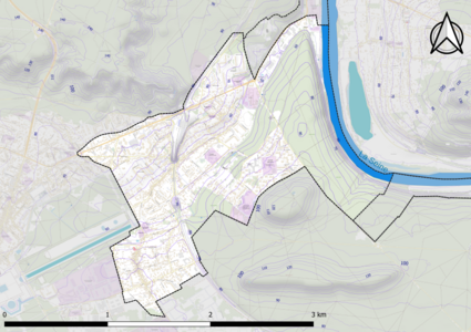 Carte montrant en couleurs le relief d'une commune