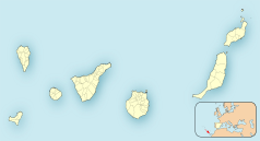 Mapa konturowa Wysp Kanaryjskich, na dole znajduje się punkt z opisem „Valsequillo de Gran Canaria”