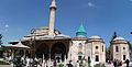 View of the Mevlâna Museum, the şadırvan and the turquoise dome.