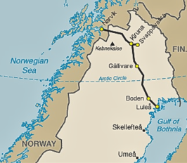 Spoorlijn Luleå - Narvik op de kaart