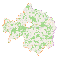 Mapa konturowa powiatu bialskiego, blisko centrum na prawo u góry znajduje się punkt z opisem „Husinka”