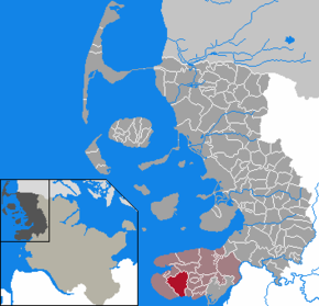 Poziția Tating pe harta districtului Nordfriesland