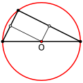 Centro de ĉirkaŭskribita cirklo de orta triangulo estas sur la hipotenuzo