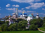 An orthodox monastery complex with several domes