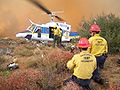 Santa Barbara County hand crew and a Bell 212 on the Day Fire. USFS photo by Jim Akerman