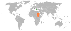 Map indicating locations of Greece and Sudan