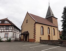 L'église protestante (XIIIe-XVIIIe), de Zutzendorf, rue de Hanau-Lichtenberg.