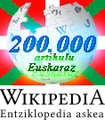 Logo dos 200.000 artigos da Wikipedia en éuscaro.