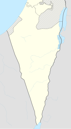 Mapa konturowa Dystryktu Południowego, blisko górnej krawiędzi znajduje się punkt z opisem „Kefar Menachem”