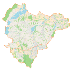 Mapa konturowa gminy Jasienica, po lewej znajduje się punkt z opisem „Wieszczęta”