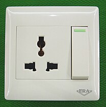 A so-called "universal socket", which meets no official standard[2] but is intended to accept a number of different plug types