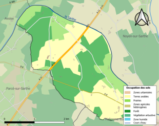 Carte en couleurs présentant l'occupation des sols.