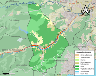 Carte en couleurs présentant l'occupation des sols.