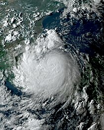 Hurricane Franklin near peak intensity as a Category 1 hurricane on August 9, 2017.