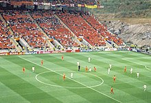 Vue d'un stade de football lors d'un match de football