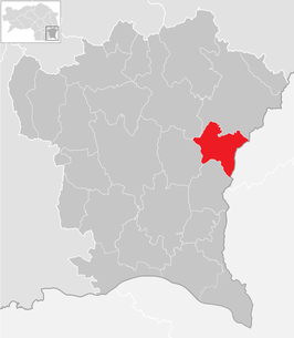 Lage der Gemeinde Kapfenstein im Bezirk Südoststeiermark (anklickbare Karte)