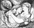 Illustration for the cover of Christina Rossetti's Goblin Market and Other Poems, by Dante Gabriel Rossetti. (1862)