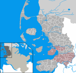 Läget för kommunen Wobbenbüll i Kreis Nordfriesland