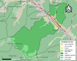 Carte en couleurs présentant l'occupation des sols.