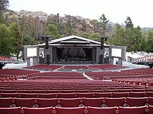 A far-away shot of an open-air theater.