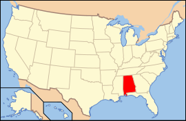 Map of the United States with Alabama highlighted