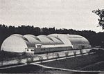 Den nybyggda tennishallen, SALK-hallen (foto 1937), som den såg ut fram till 1993, då den totalförstördes i en brand.