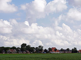 Zicht op de Oudebildtdijk vanaf de Franeker landen