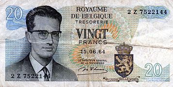 Billet de 20 francs belges (recto).