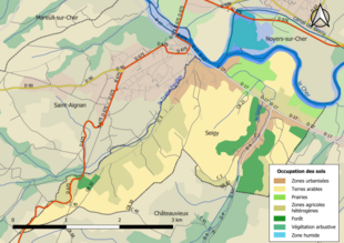 Carte en couleurs présentant l'occupation des sols.