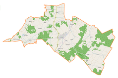 Mapa konturowa gminy Łomazy, po prawej znajduje się punkt z opisem „Koszoły”