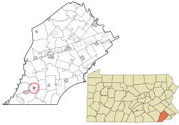 Location in Chester County and the state of Pennsylvania.