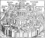 O Templo de Salomón en Xerusalén. Xilografía de Hatmann Schedel, 1493