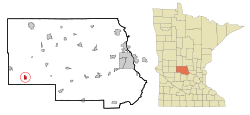 Location of Belgrade within Stearns County, Minnesota