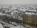 Blik over de stad in de winter