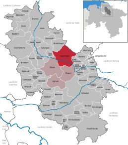 Poziția Heeslingen pe harta districtului Rotenburg (Wümme)